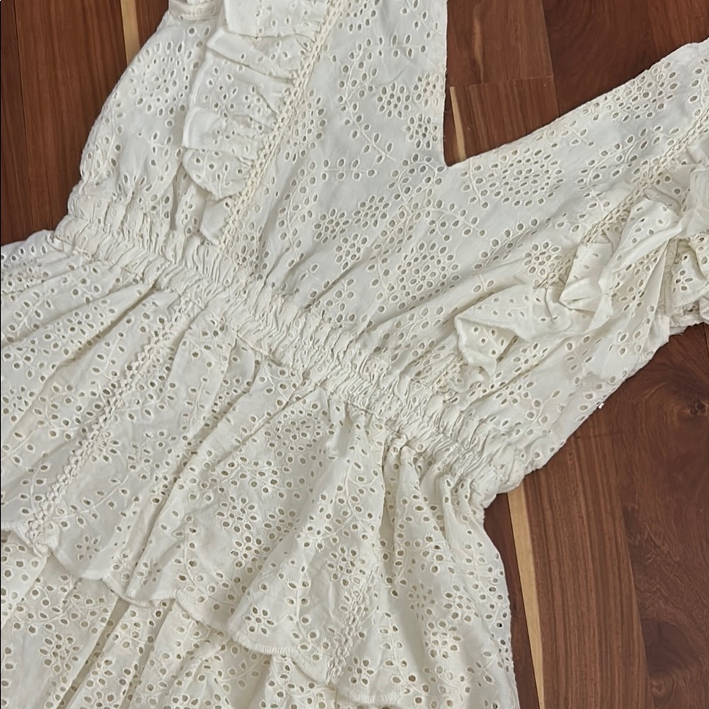 Elegant White Eyelet Ruffle Dress - Picture 7 of 7